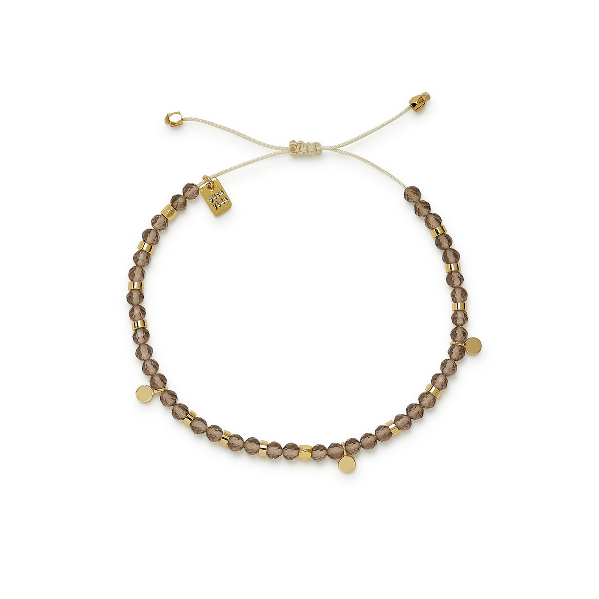 Smokey Quartz Gold Beaded String Bracelet Pura Vida-Lemons and Limes Boutique