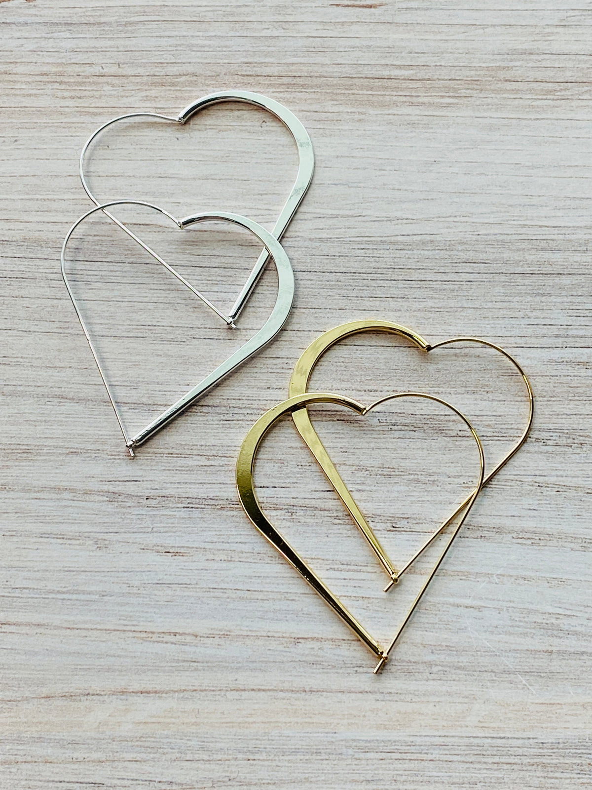 Wire Heart Hoop Earrings-Lemons and Limes Boutique