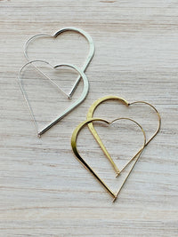 Wire Heart Hoop Earrings-Lemons and Limes Boutique