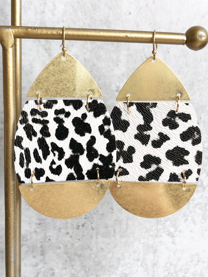 Gloria Metal Animal Print Dangle Earrings-Dangle Earrings-Lemons and Limes Boutique