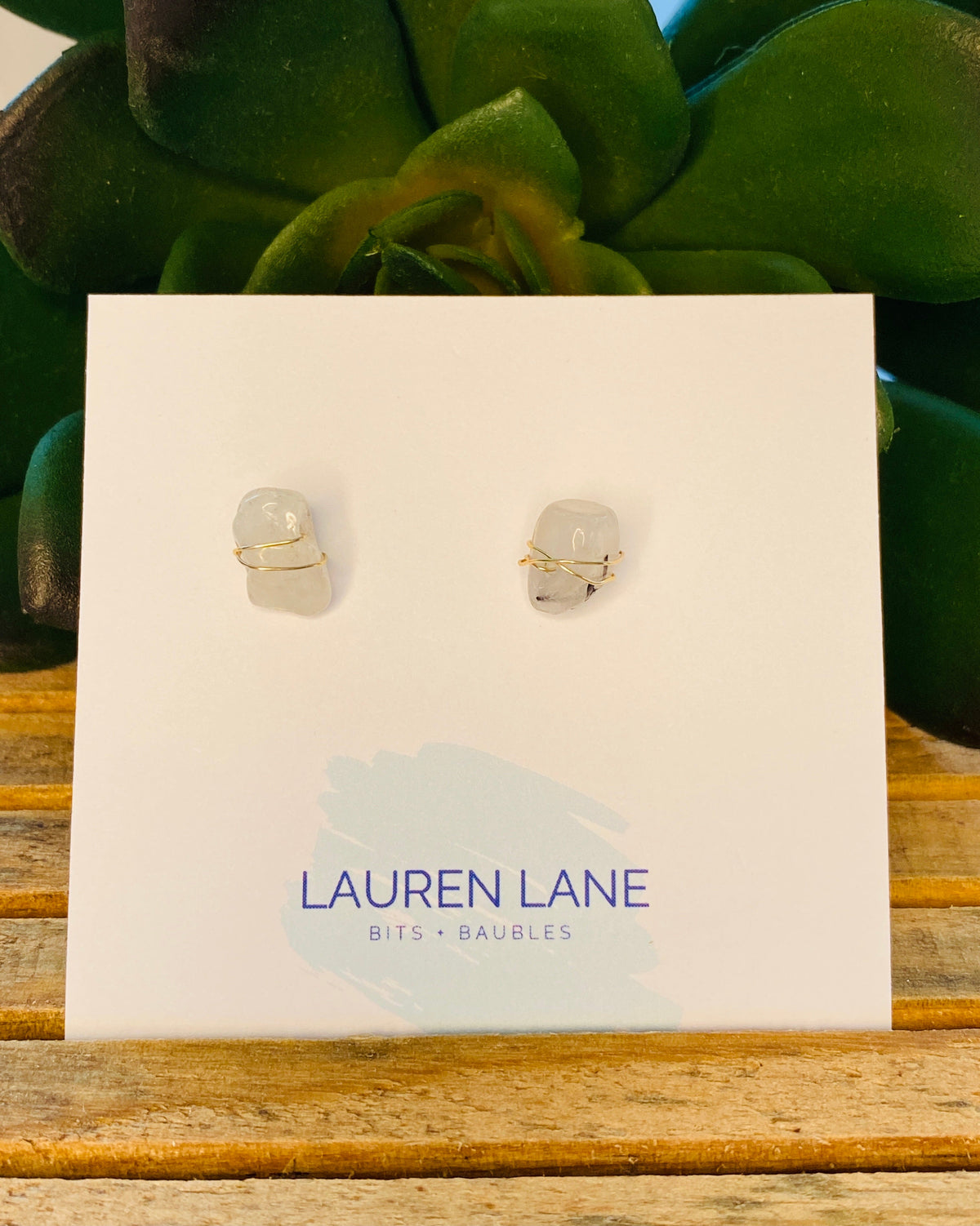 Kara Wire Wrapped Natural Stone Stud Earrings--Lemons and Limes Boutique