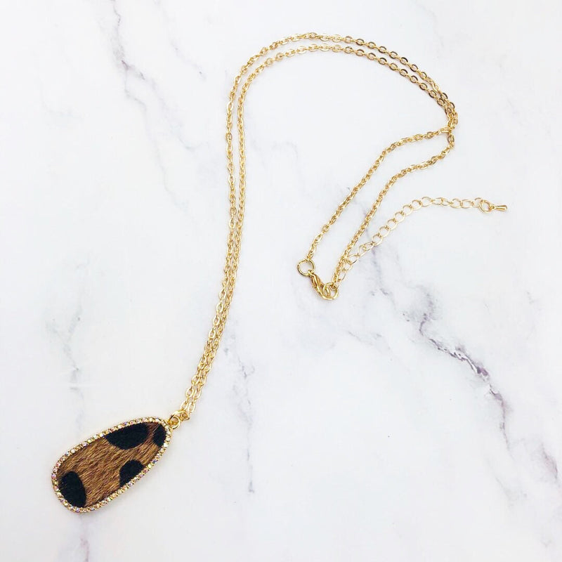 Camille Pendant Necklace-Necklace-Leopard Drop (with Gold Chain)-Lemons and Limes Boutique