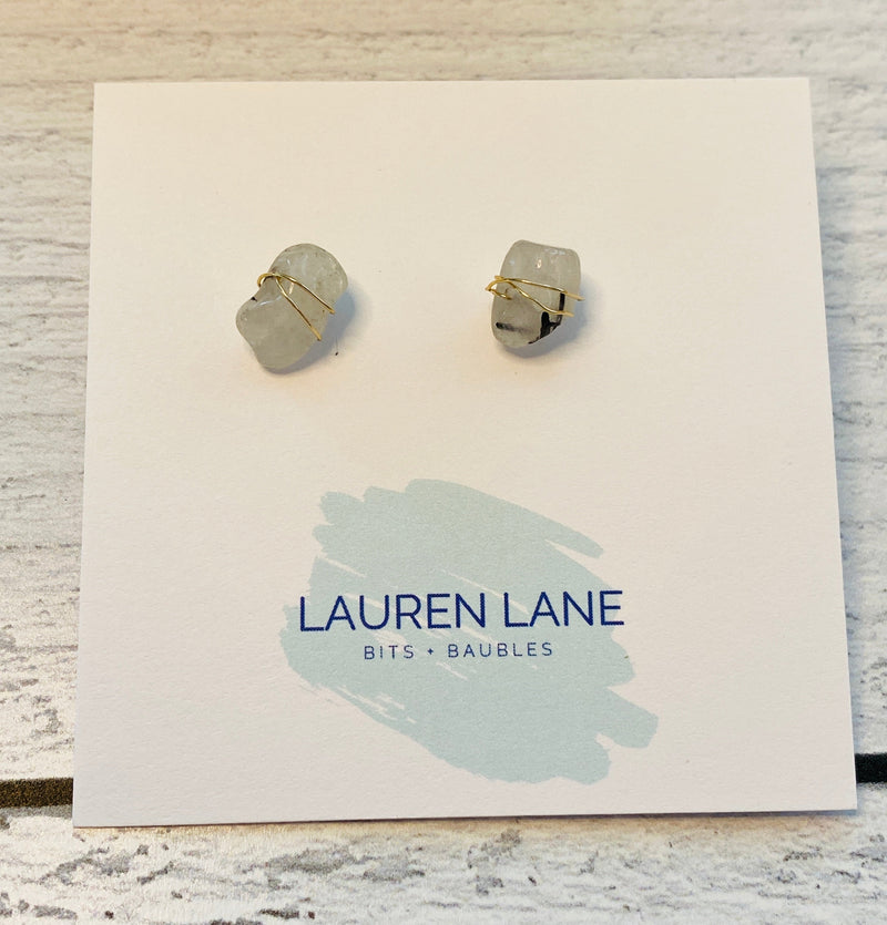 Kara Wire Wrapped Natural Stone Stud Earrings--Lemons and Limes Boutique