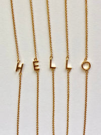 Gold Dipped Mini Sideways Letter Necklace-Necklace-Lemons and Limes Boutique