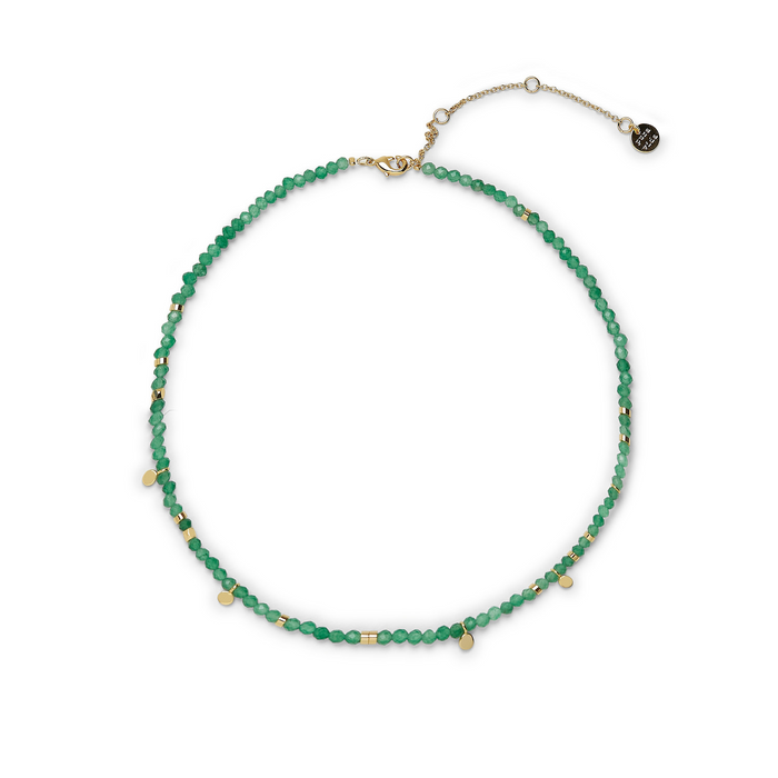 Jade Beaded Choker in Gold--Lemons and Limes Boutique