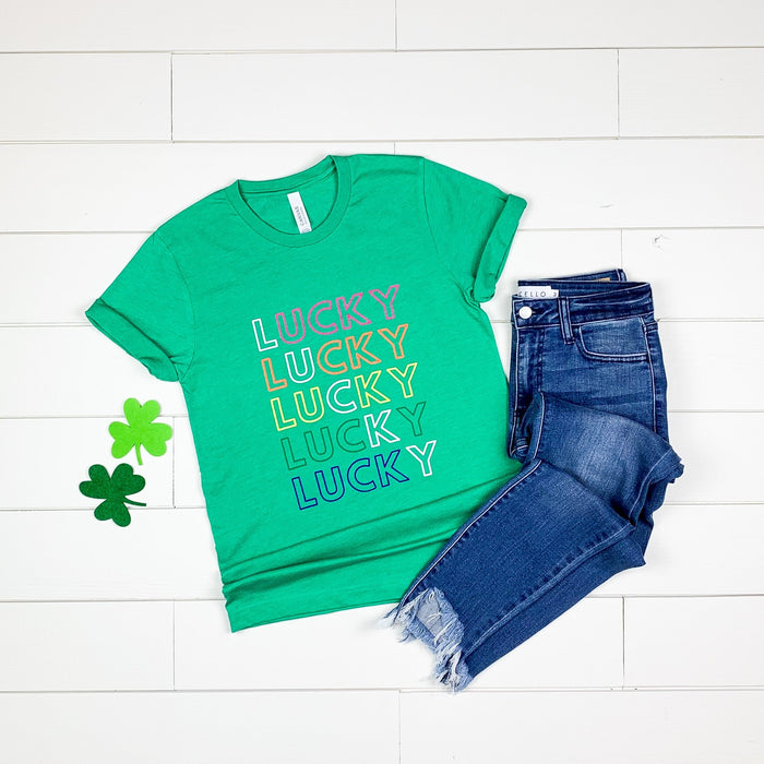 Lucky T-Shirt : 6 bright fun & colors on Green--Lemons and Limes Boutique