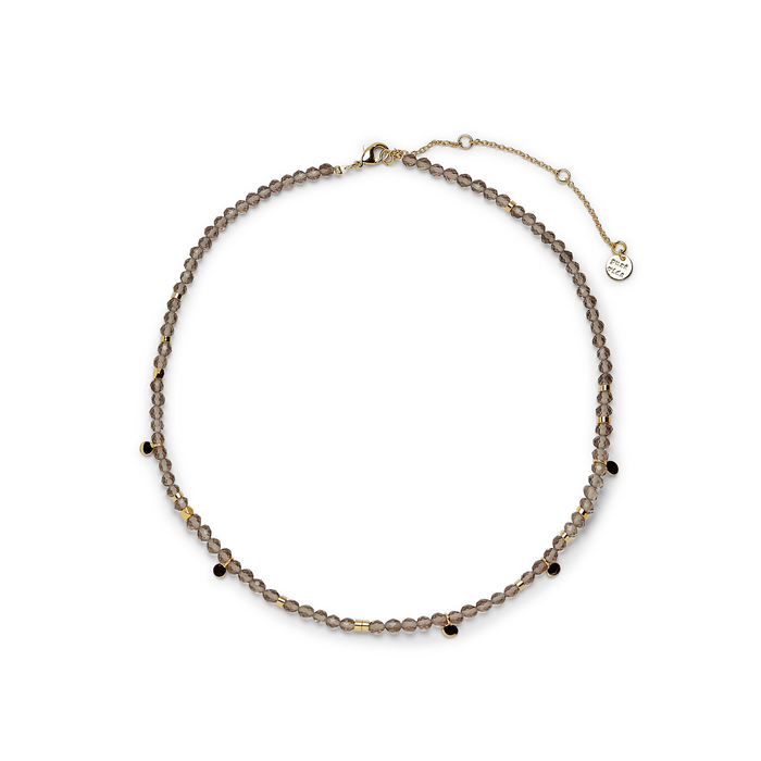 Smokey Quartz Beaded Choker in Gold--Lemons and Limes Boutique