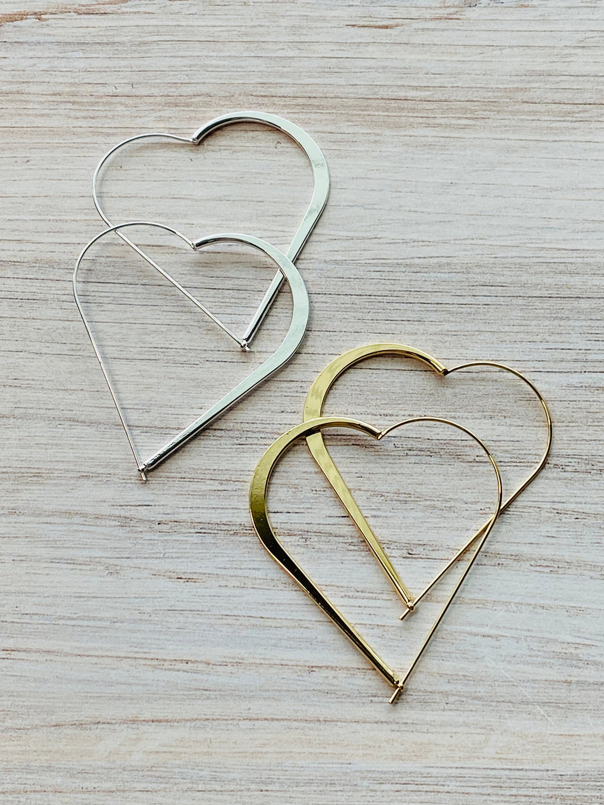 Wire Heart Hoop Earrings-Lemons and Limes Boutique