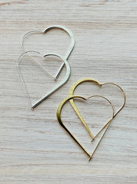 Wire Heart Hoop Earrings-Lemons and Limes Boutique