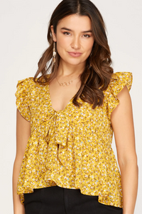 Flutter Sleeve Top in Sunflower-Lemons and Limes Boutique