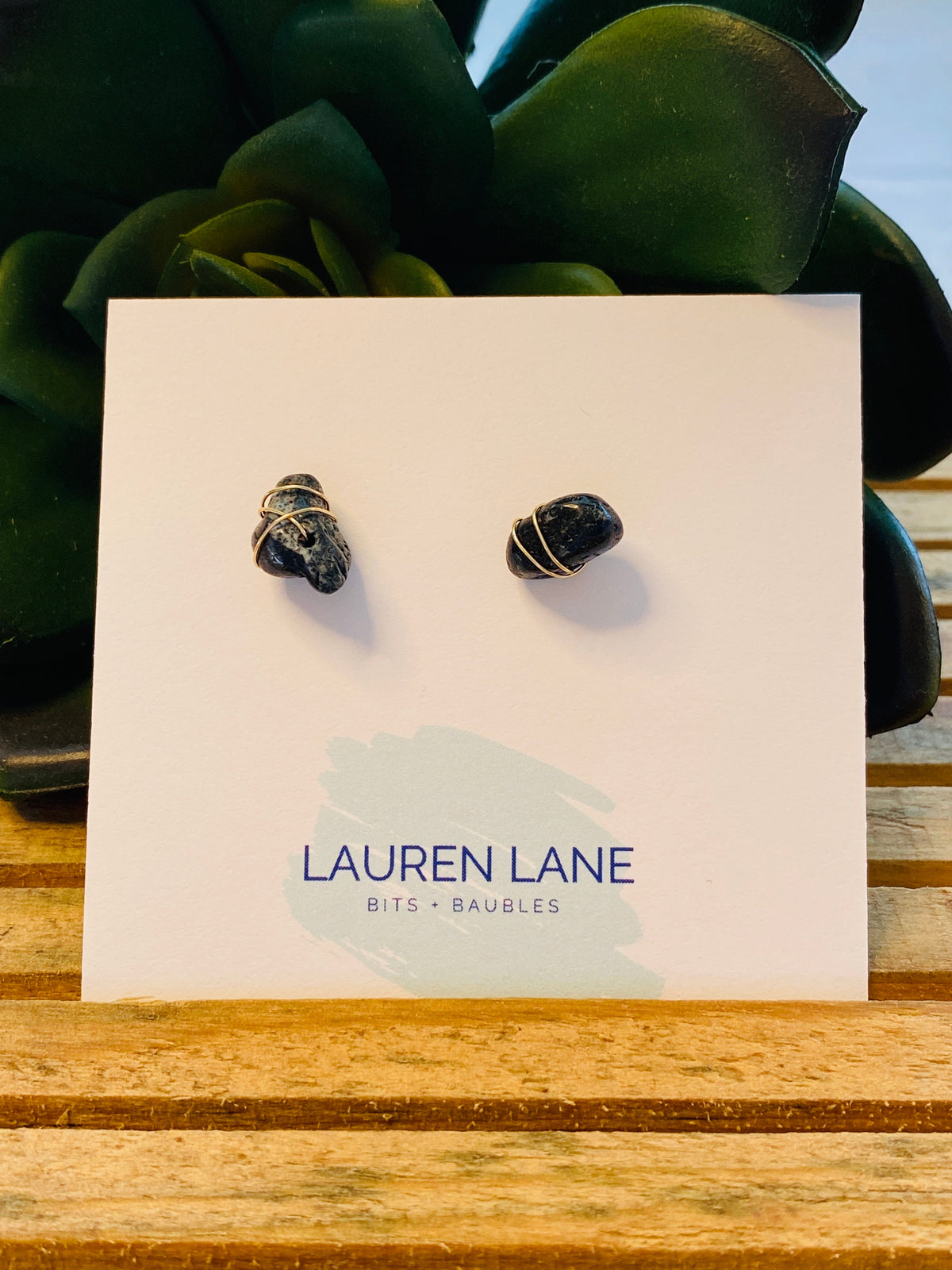 Kara Wire Wrapped Natural Stone Stud Earrings--Lemons and Limes Boutique