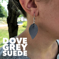 Dove Grey Sueded Dangle Earrings-Dangle Earrings-Lemons and Limes Boutique