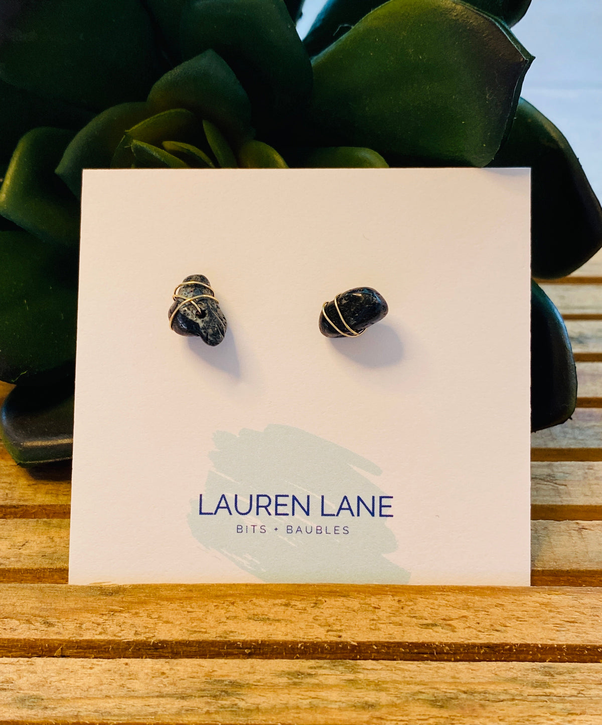 Kara Wire Wrapped Natural Stone Stud Earrings--Lemons and Limes Boutique