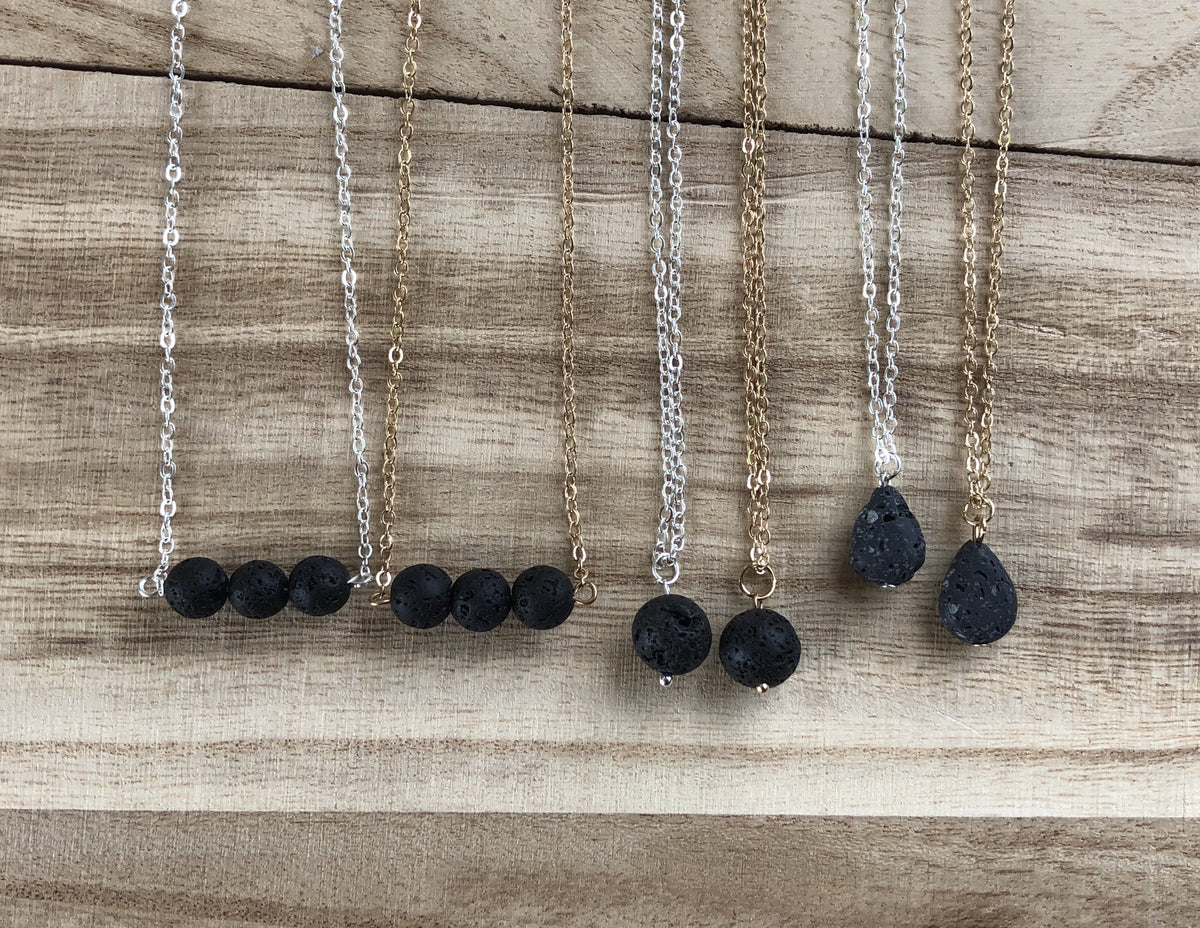 Essential Oil Lava Stone Pendant Necklaces-Clutch-Lemons and Limes Boutique