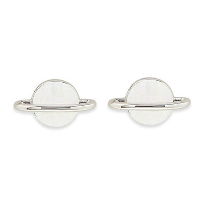 White Opal Saturn Studs by Pura Vida