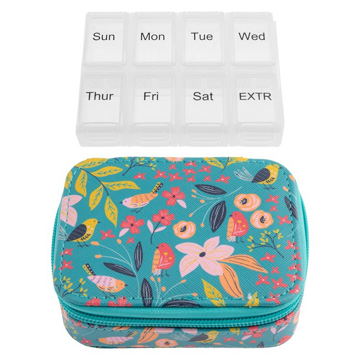 Travel Pill Case in Bird-Lemons and Limes Boutique