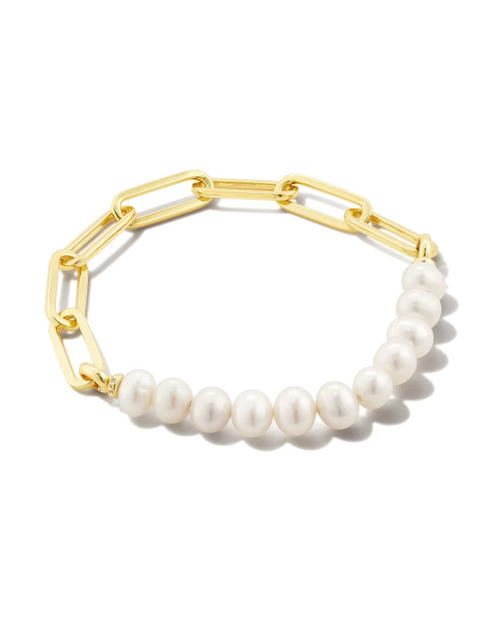 Ashton Gold Half Chain Bracelet in White Pearl Kendra Scott--Lemons and Limes Boutique