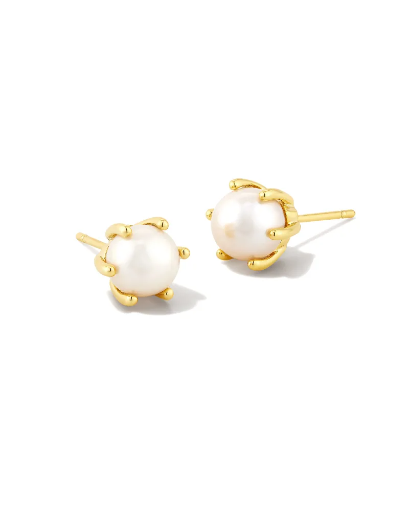 Ashton Gold Pearl Stud Earrings Kendra Scott-Lemons and Limes Boutique
