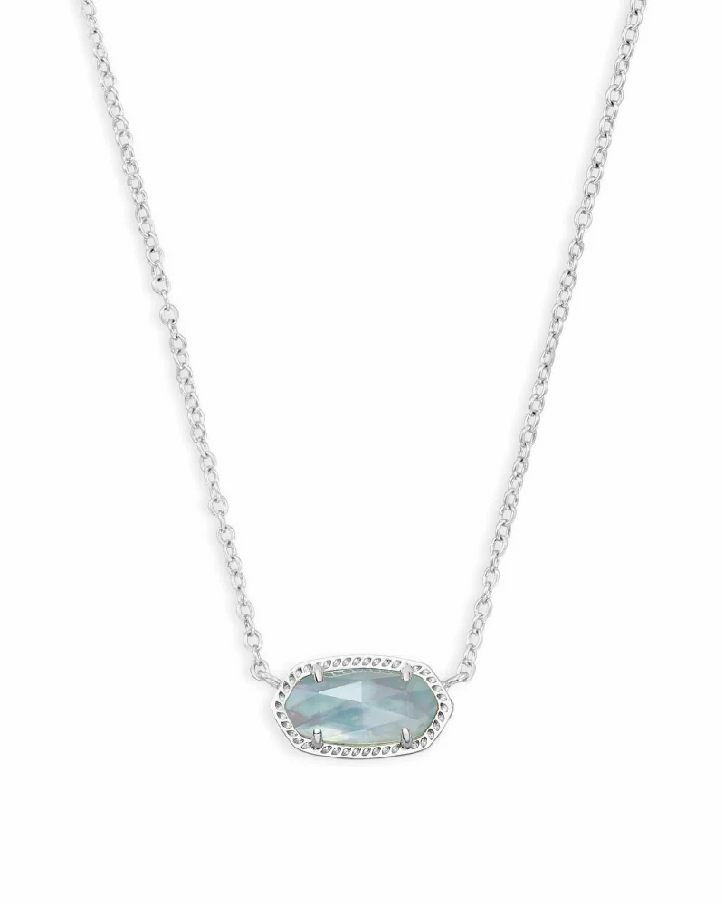 Elisa Short Pendant in Rhodium Light Blue Illusion by Kendra Scott-NECKLACES-Lemons and Limes Boutique