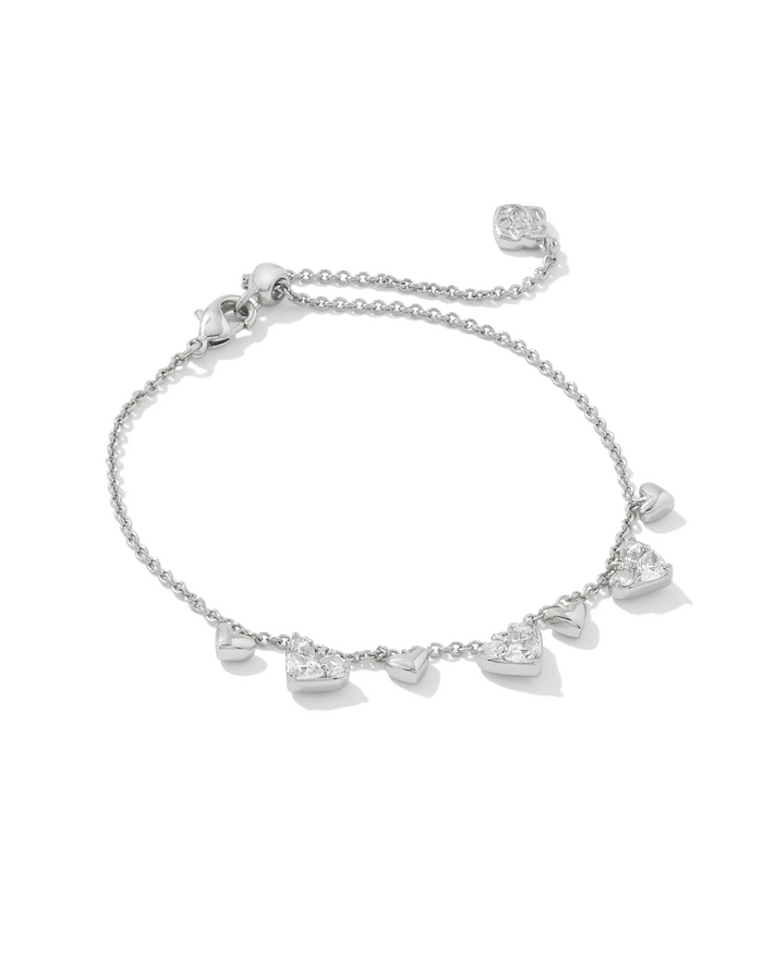 Haven Heart Delicate Chain Bracelet Silver White Crystal by Kendra Scott-BRACELETS-Lemons and Limes Boutique