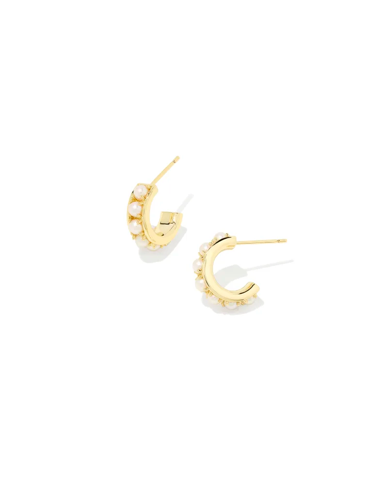 Krista Huggie Earrings in Gold White Pearl by Kendra Scott--Lemons and Limes Boutique