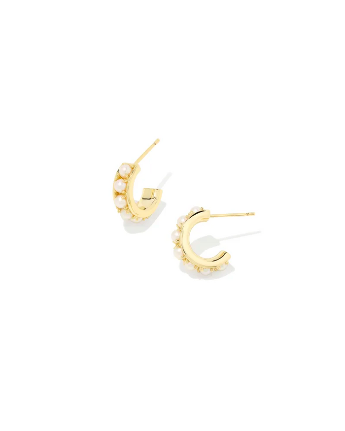 Krista Huggie Earrings in Gold White Pearl by Kendra Scott--Lemons and Limes Boutique