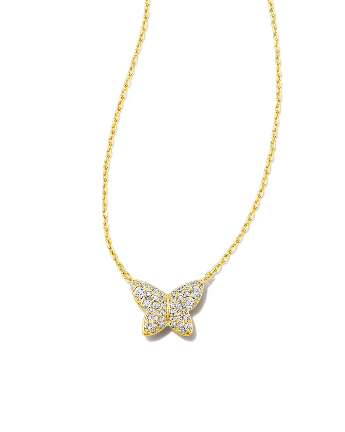 Lillia Butterfly Gold Pendant in White Crystal by Kendra Scott-Lemons and Limes Boutique