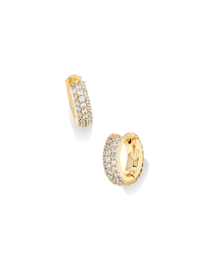 Mikki Pave Huggie Earrings in Gold White CZ by Kendra Scott-Lemons and Limes Boutique