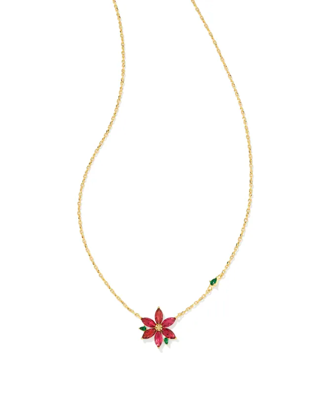 Poinsettia Short Pendant Necklace in Gold Red Mix by Kendra Scott--Lemons and Limes Boutique