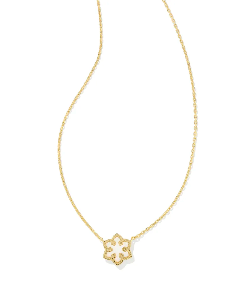 Snowflake Short Pendant Necklace in Gold White Kyocera Opal by Kendra Scott-Lemons and Limes Boutique