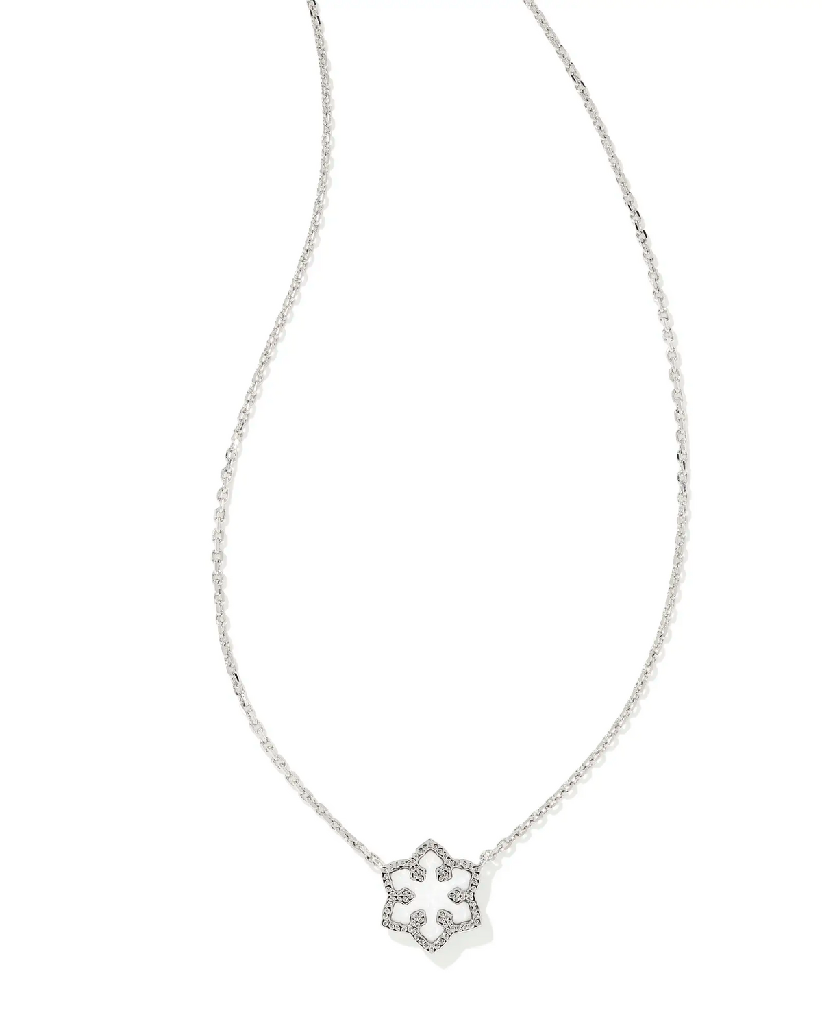 Snowflake Short Pendant Necklace in Silver White Kyocera Opal by Kendra Scott--Lemons and Limes Boutique