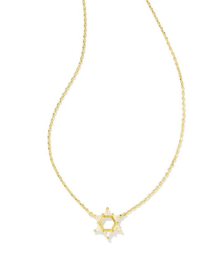 Star of David Short Pendant Necklace in Gold White Crystal by Kendra Scott--Lemons and Limes Boutique