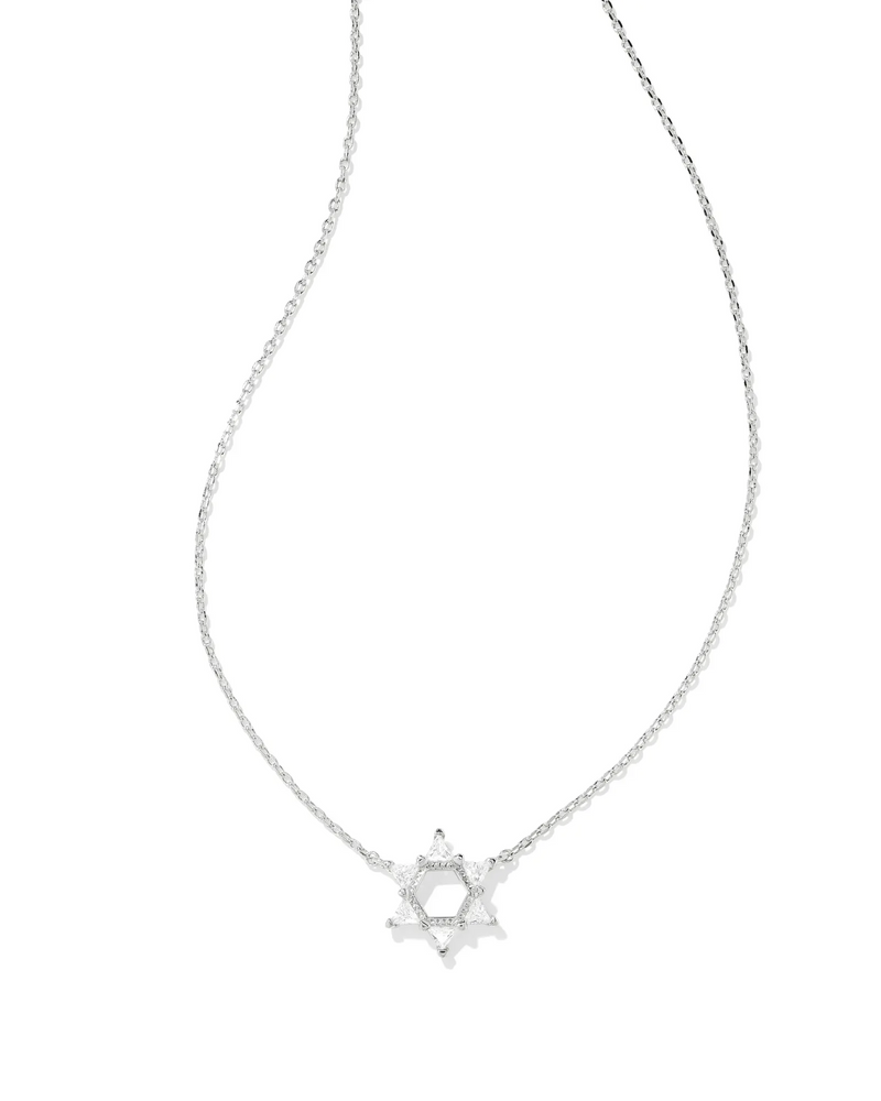 Star of David Short Pendant Necklace in Silver White Crystal by Kendra Scott--Lemons and Limes Boutique