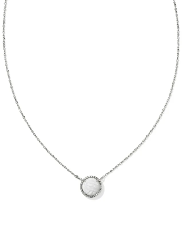 Volleyball Short Pendant Necklace in Silver Mother of Pearl by Kendra Scott-Lemons and Limes Boutique