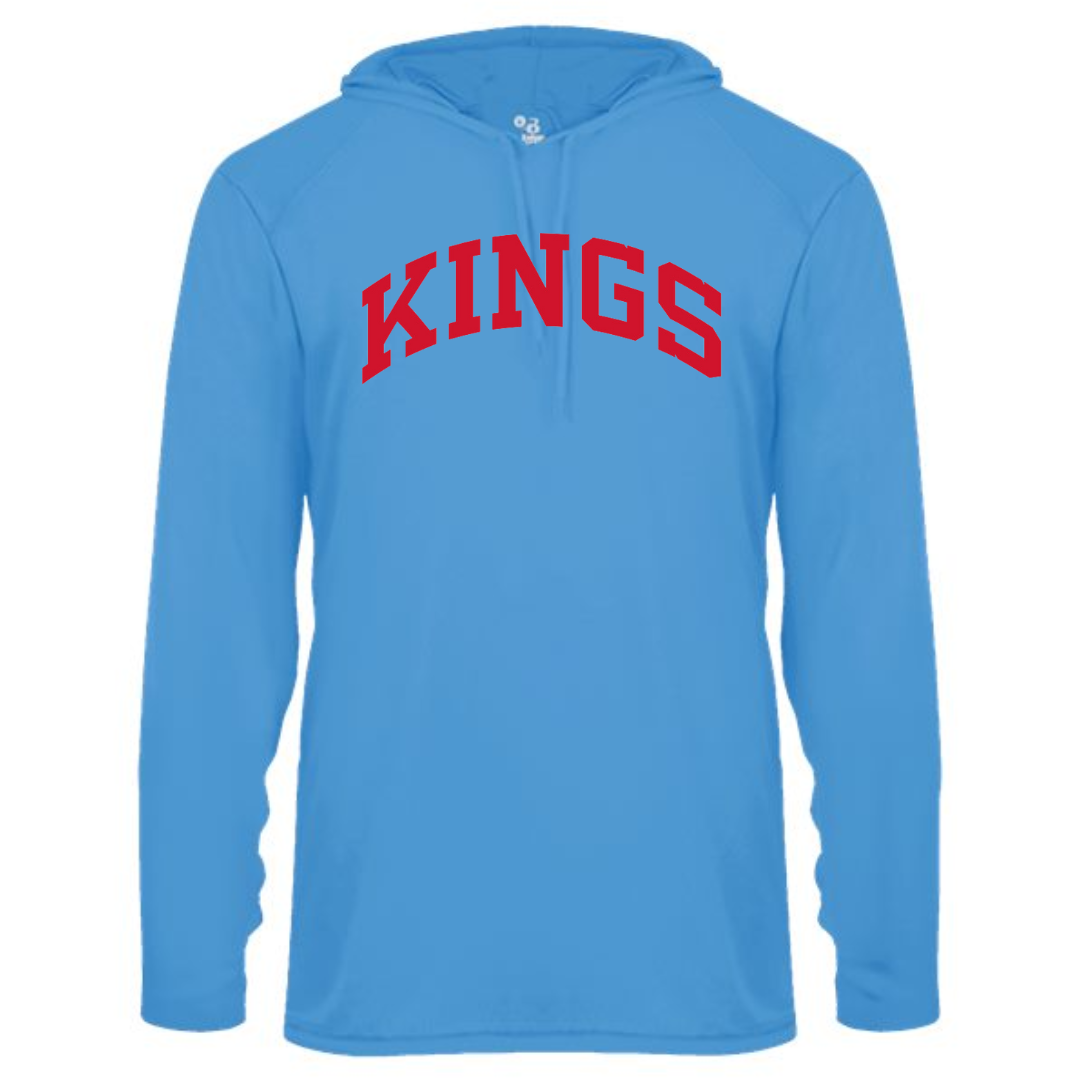 Curved Red Kings Performance Hoodie on Blue-Lemons and Limes Boutique