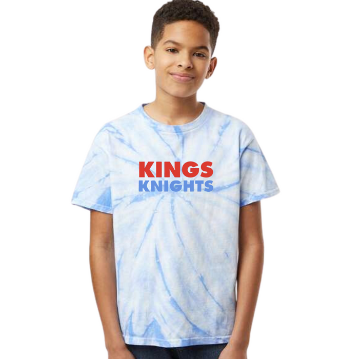 Block Kings Knights 2 Color T-Shirt on Blue Tie Dye-YOUTH--Lemons and Limes Boutique