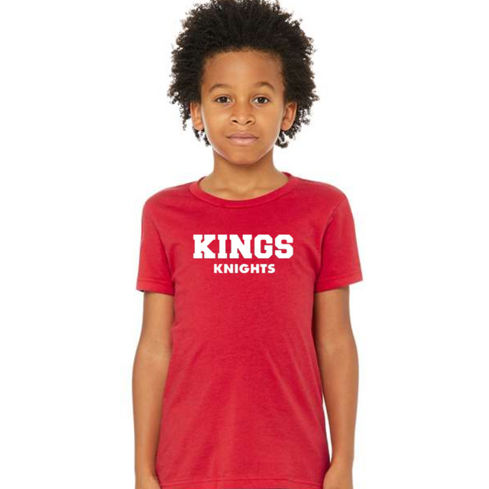 Block Kings Knights White on Heathered Red-YOUTH-Graphic Tees-Lemons and Limes Boutique