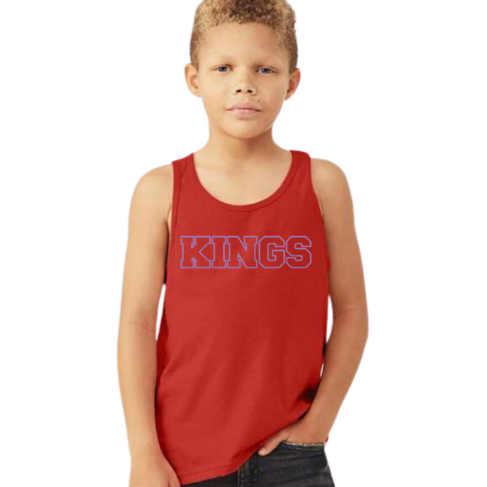 Kings Knights Block in Blue on Red Tank Top-YOUTH--Lemons and Limes Boutique