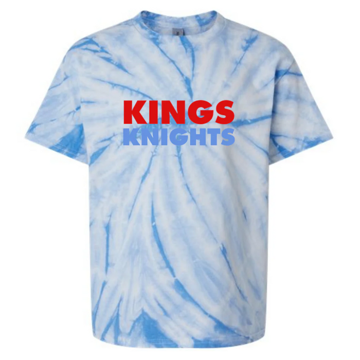 Block Kings Knights 2 Color T-Shirt on Blue Tie Dye-YOUTH--Lemons and Limes Boutique