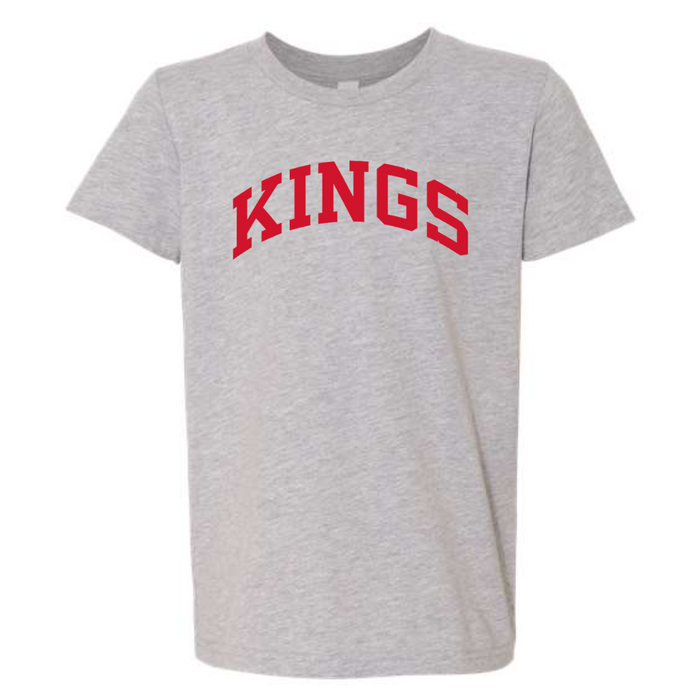 Curved Kings Red on Athletic Gray-YOUTH-Graphic Tees-Lemons and Limes Boutique