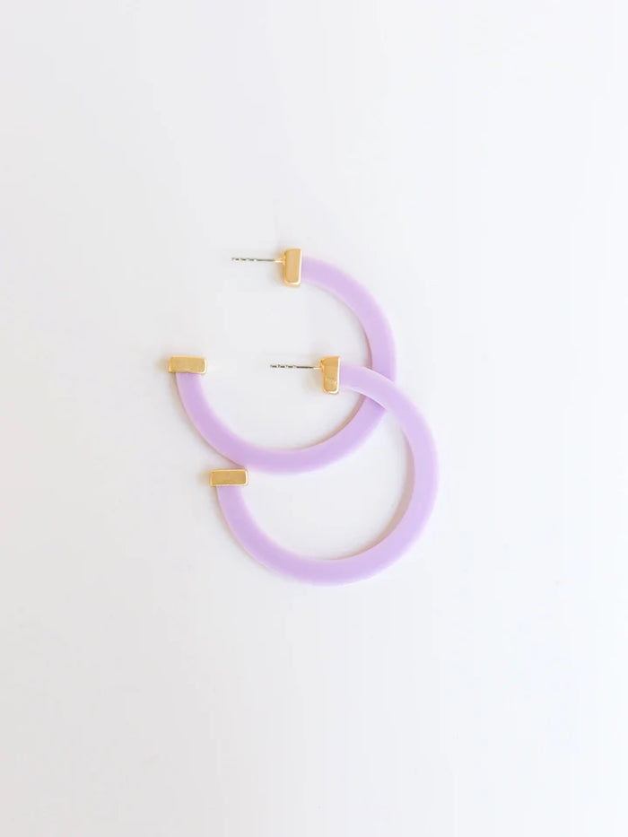 Classic Acrylic Large Hoops in Lilac-Lemons and Limes Boutique