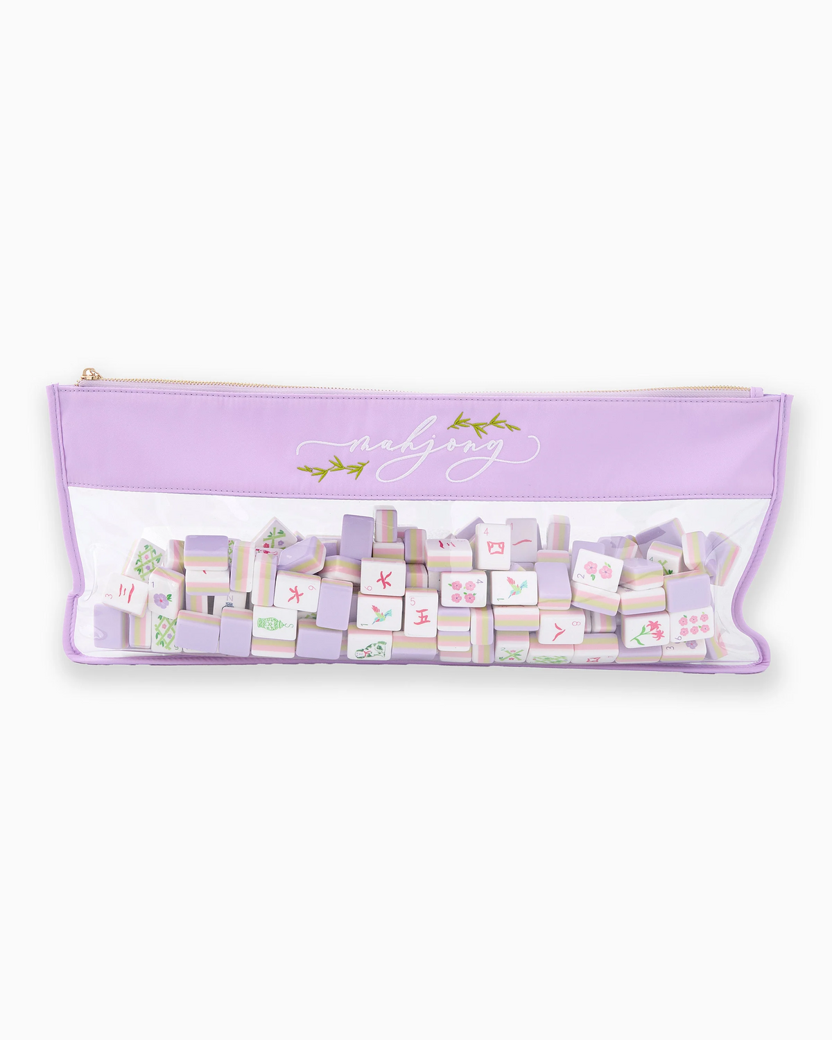 Lilac Script Mahjong Tile Bag-Lemons and Limes Boutique