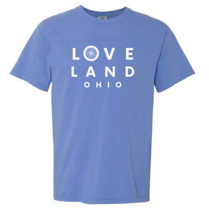 Loveland Bike T-Shirt on Mid Blue-Graphic Tee-Lemons and Limes Boutique