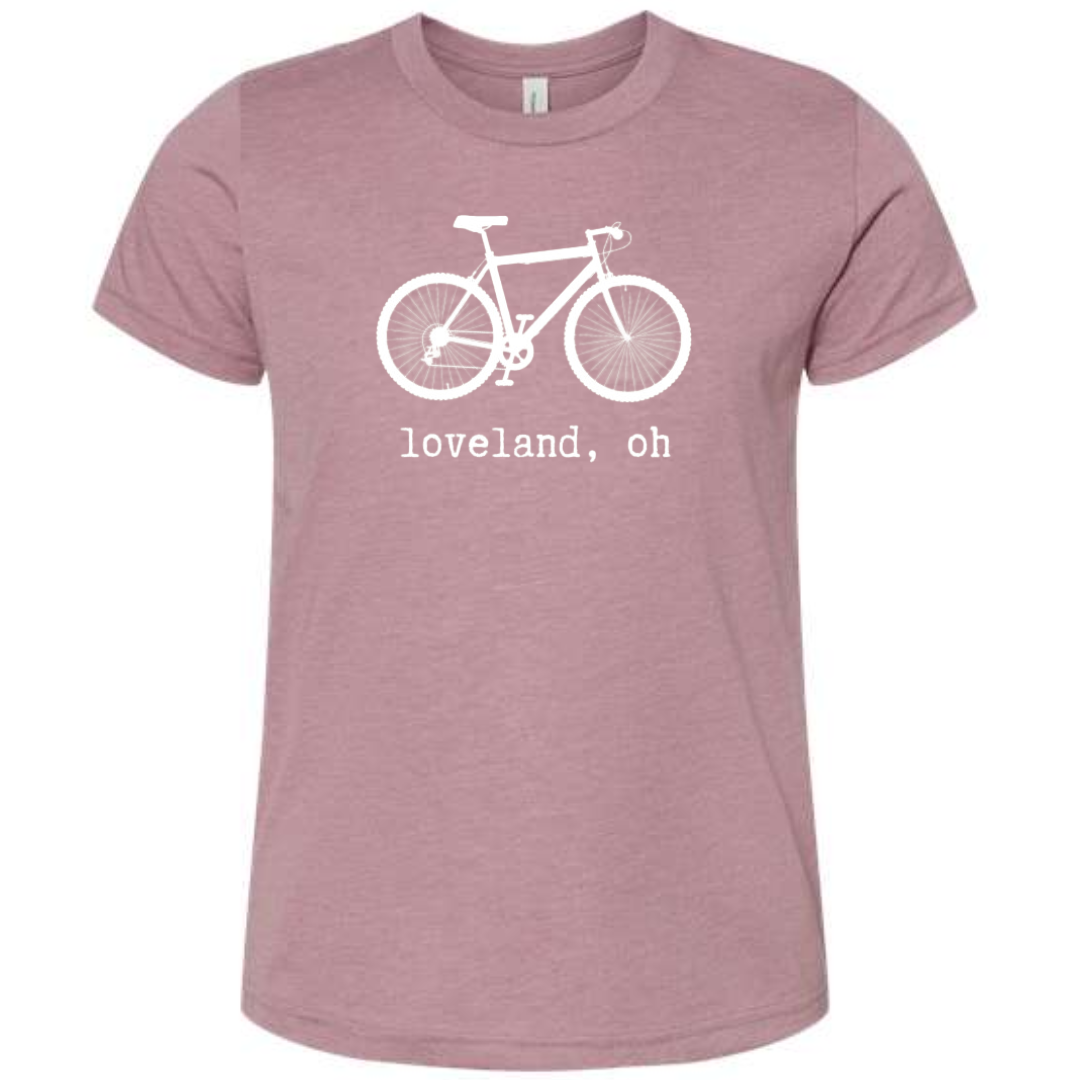 Loveland Vintage Bike Short Sleeve T-shirt on Heather Orchid-YOUTH-Lemons and Limes Boutique