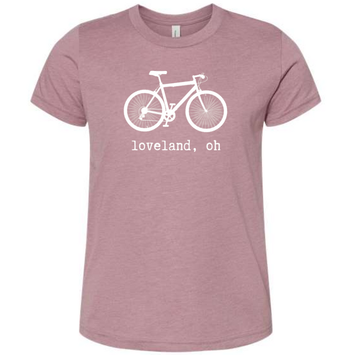 Loveland Vintage Bike Short Sleeve T-shirt on Heather Orchid-YOUTH-Lemons and Limes Boutique