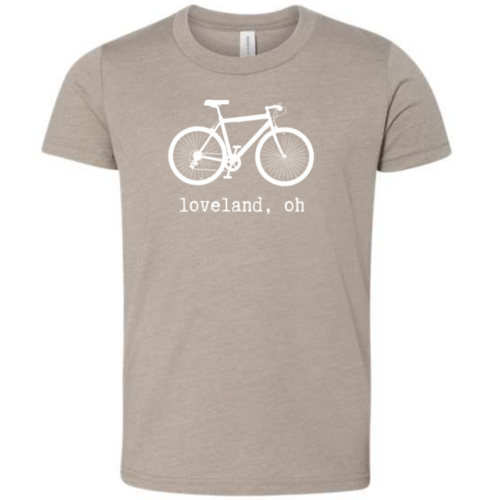 Loveland Vintage Bike Short Sleeve T-shirt on Heather Tan-YOUTH-Lemons and Limes Boutique