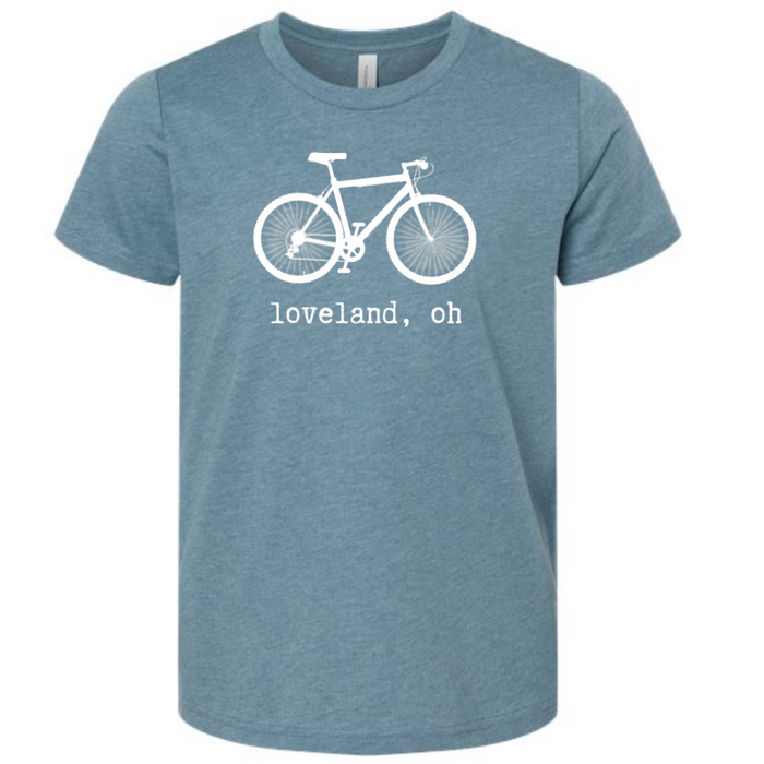 Loveland Vintage Bike Short Sleeve T-shirt on Heather Slate-YOUTH-Lemons and Limes Boutique
