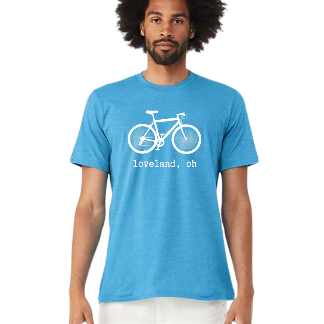 Loveland Vintage Bike T-Shirt on Heather Aqua-Graphic Tee-Lemons and Limes Boutique