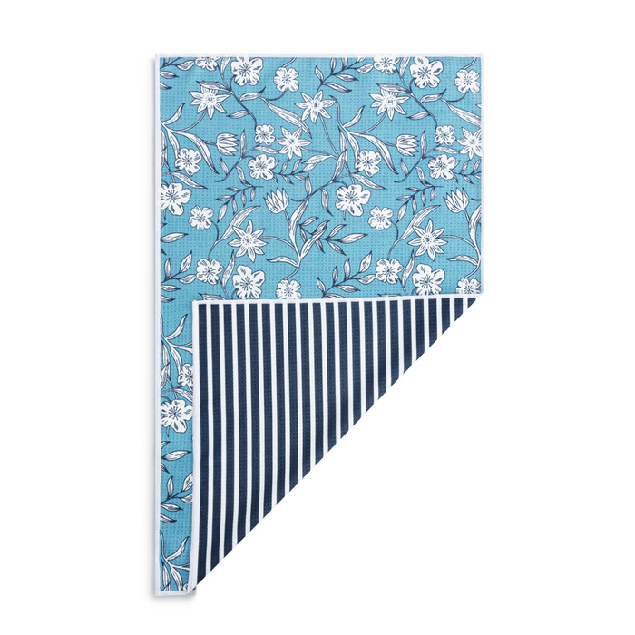 Blue Floral Absorbent Reversible Towel-Lemons and Limes Boutique
