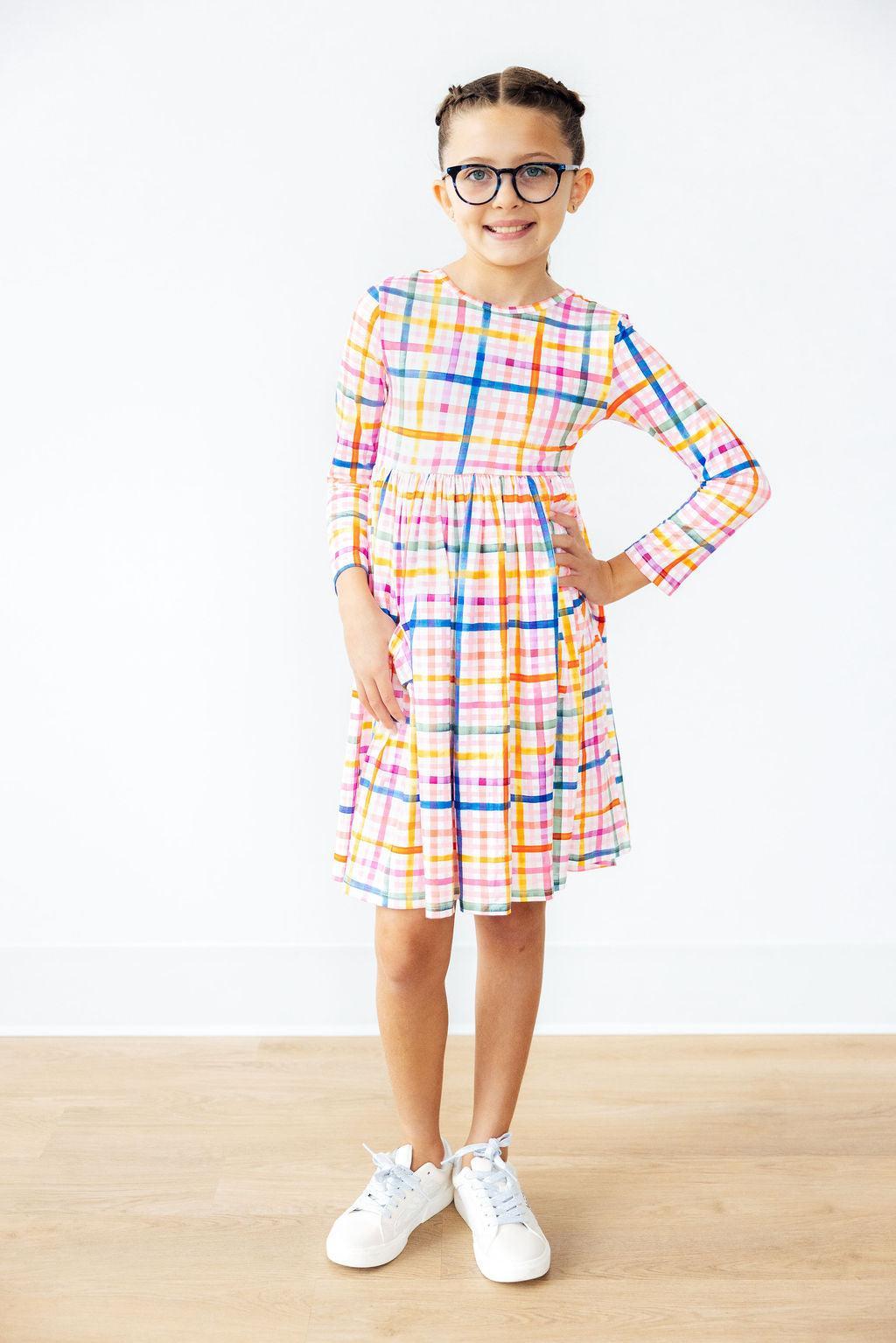 Plaid About You L/S Pocket Twirl Dress-Twirl Dress - Pocket - L/S-Lemons and Limes Boutique